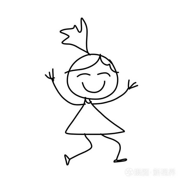 手绘卡通舞蹈快乐女生的穿着插画-正版商用图片1f3wyi-摄图新视界