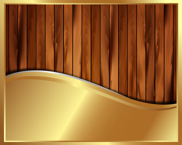 在一个木制的背景 8 金属黄金框架
