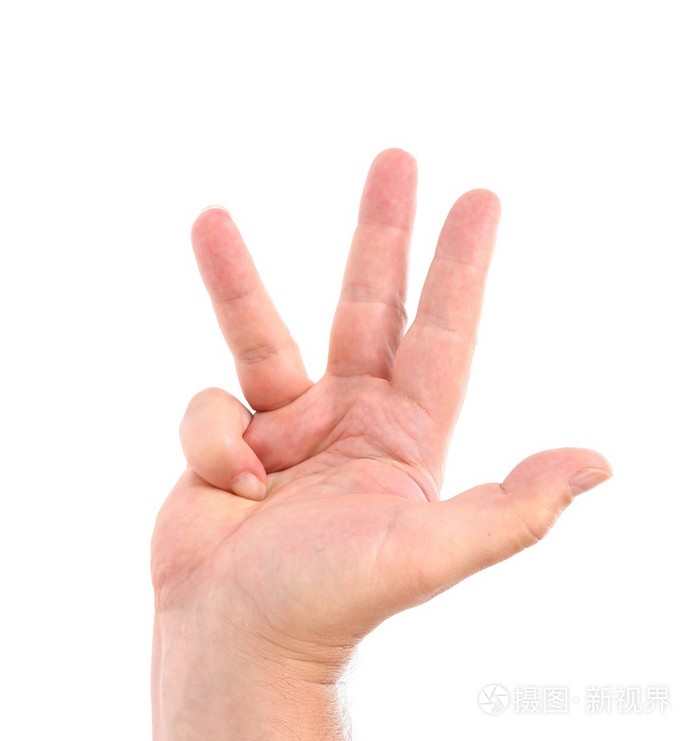 四个手指的男人的手