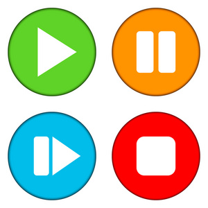 播放 暂停 停止 前进按钮集照片