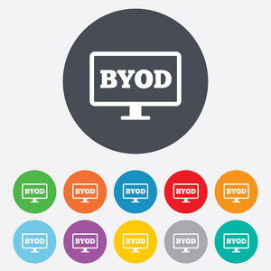 byod 签名图标。带您自己的设备符号