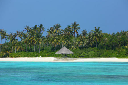 马尔代夫海滩上的阳伞