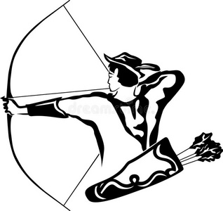 弓箭手瞄准箭术在后面颤动照片
