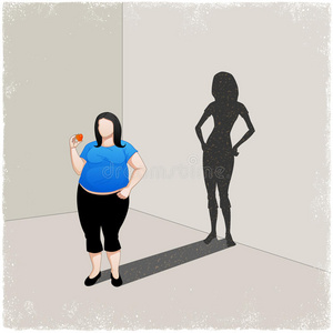 胖女人投下苗条女人的影子照片