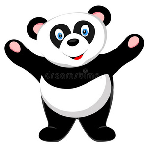 可爱的熊猫微笑矢量