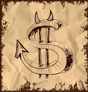 复古背景上的魔鬼美元图标