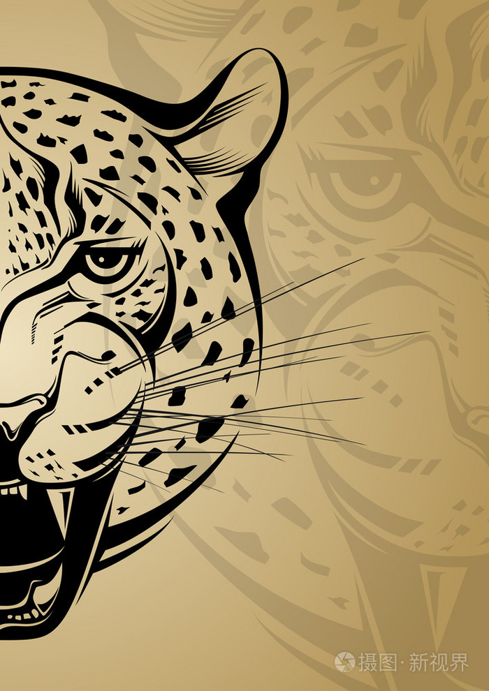 愤怒的豹子创意插图