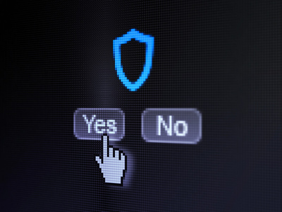 隐私权的概念 数字计算机屏幕上的轮廓的盾