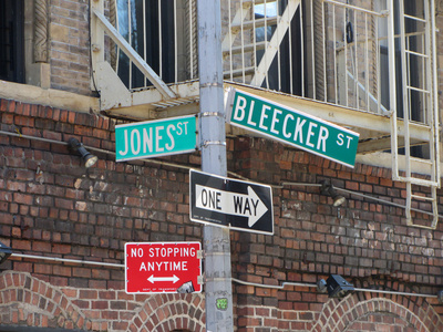 布里克街和琼斯街头签名在曼哈顿，纽约城