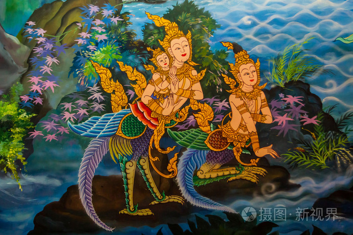 在泰国的寺庙里的古代泰式风格壁画