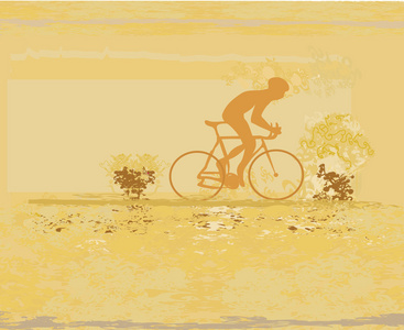 骑自行车的人剪影矢量 grunge 海报模板