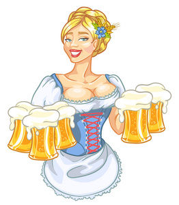慕尼黑啤酒节啤酒的女孩