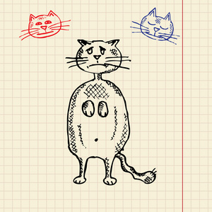 素描逗猫