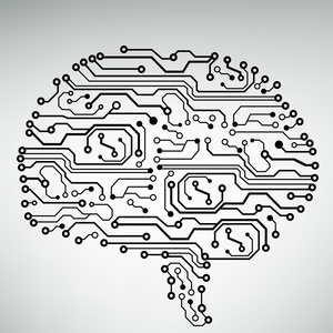 电路板的计算机风格大脑矢量技术背景