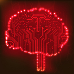 电路板的计算机风格大脑矢量技术背景。eps10 图与抽象电路大脑