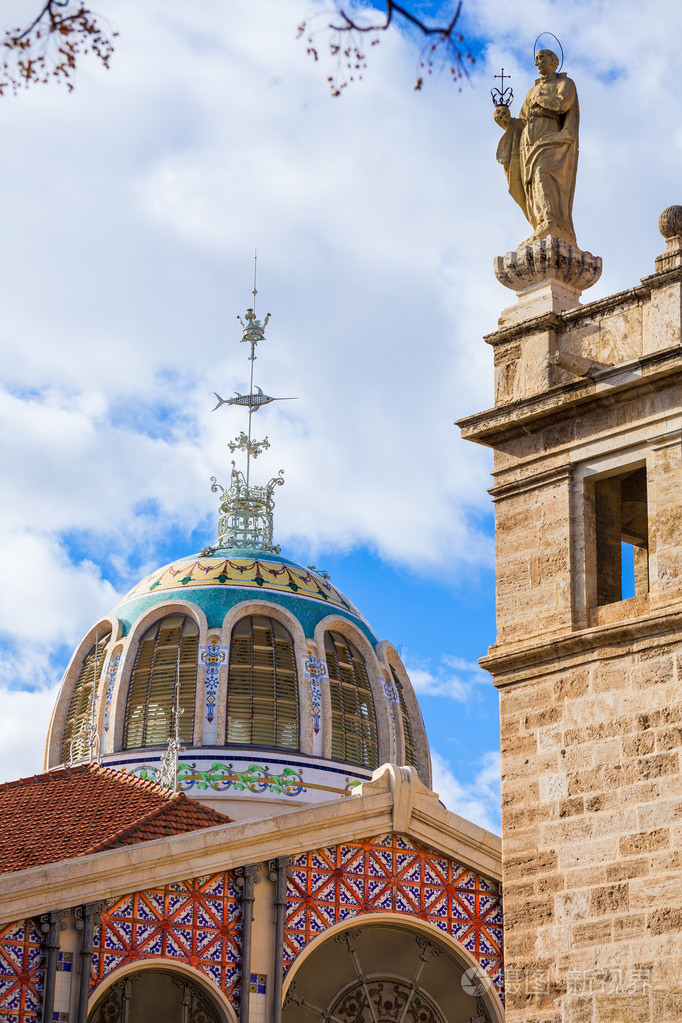 瓦伦西亚梅尔卡多中央市场户外圆顶西班牙