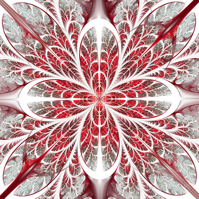 红色, 白色和黑色的叶子的对称图案