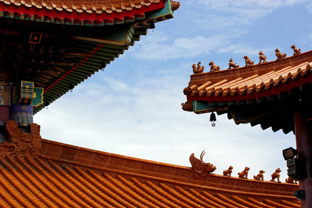 中式风格的人字形屋顶