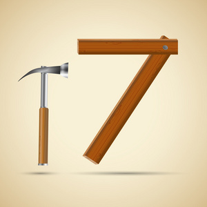 木制字母 7 号和锤