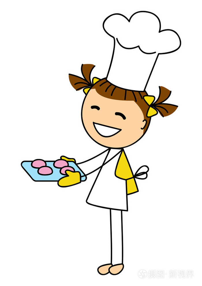 可爱的小女孩,用饼干插画-正版商用图片1f8i2k-摄图新视界