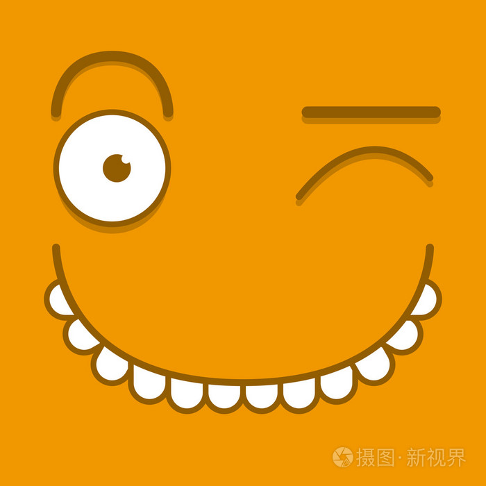 矢量可爱的卡通橙色眨眼的脸