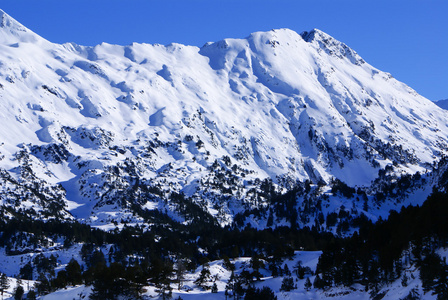 全景，南侧，在 pyrenee 的 maladeta 地块