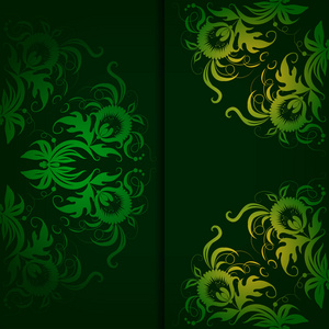 暗绿色背景上的复古花纹