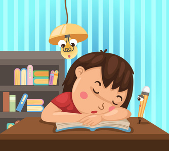 女孩做作业照片