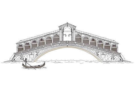 爱都是相互威尼斯插图中,桥都是爱好者,素描合集照片