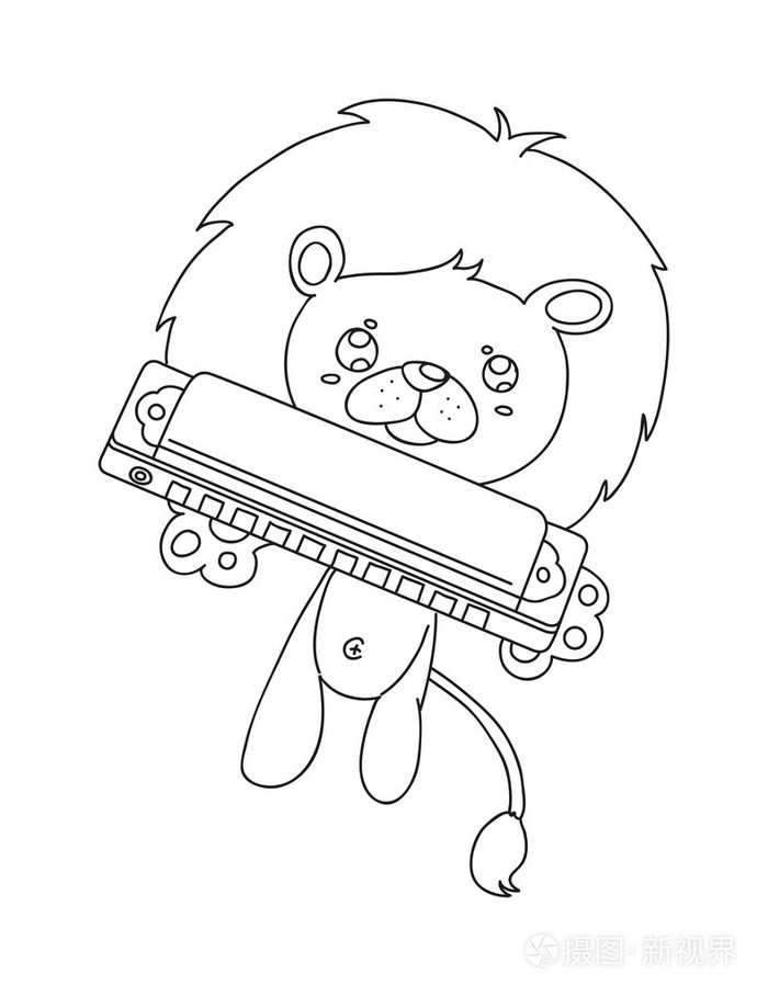 口琴手绘制的狮子