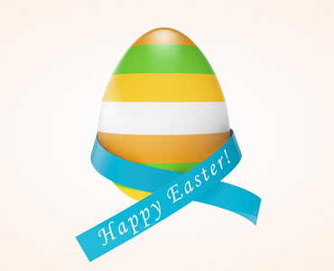 快乐的复活节概念。用丝带的复活节彩蛋