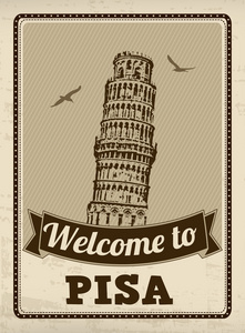 欢迎来到比萨复古海报