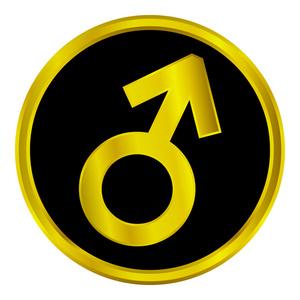 黄金性别男性符号按钮