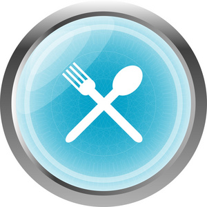 web 按钮食物图标 用勺子和叉子的标志