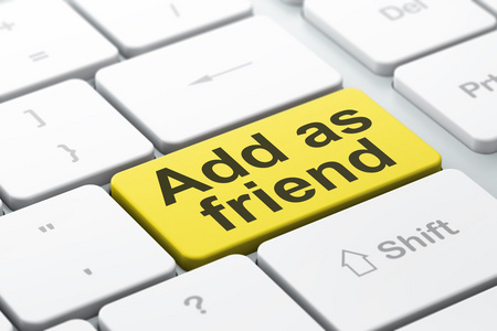 社交媒体的概念 添加为好友计算机键盘背景