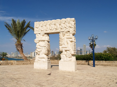雕塑的信仰门yaffo，以色列