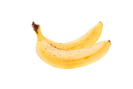 在白色孤立的两个成熟香蕉