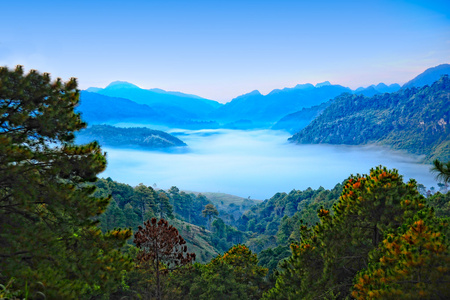 海雾。查看从高山。doi 安康山 志