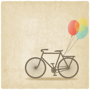自行车与气球旧的背景