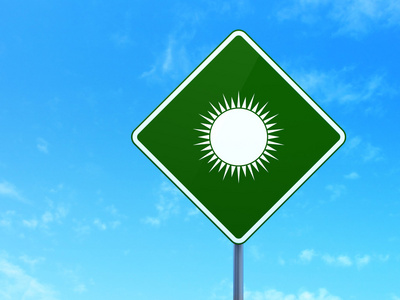 旅游概念 道路标志背景下的太阳
