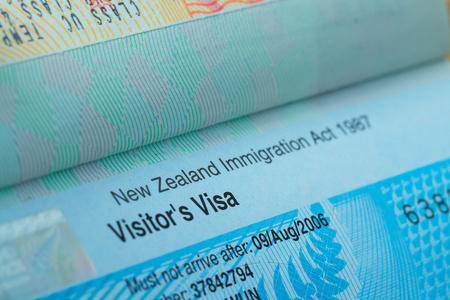 旅游概念的背景下，新西兰护照邮票签证