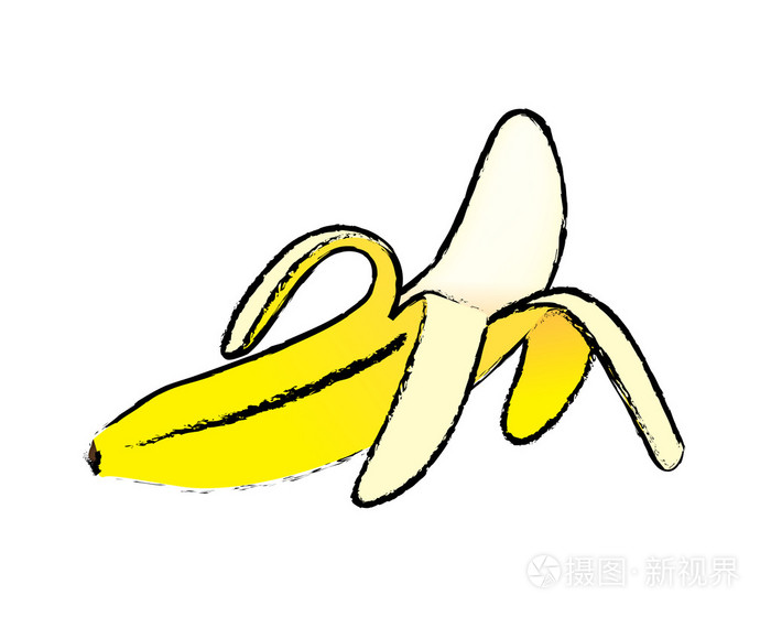 开放香蕉的剪影