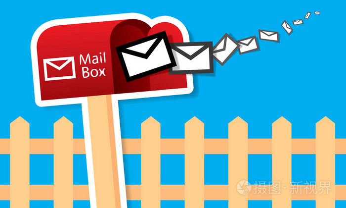 矢量红色邮箱的邮件