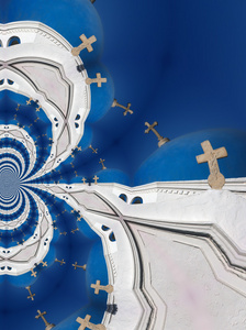 蓝色圆顶麦克诺斯岛，希腊东正教