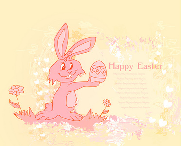 携带蛋快乐复活节兔子的插图