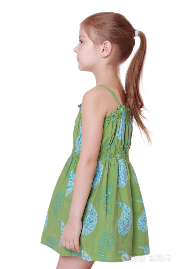 可爱的小女孩与发型的马尾辫