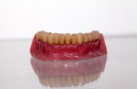 牙医存储区中的锆瓷齿板