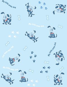 与有趣的猫和狗矢量插画炫彩无缝花纹