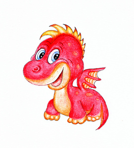 带翅, 角的红龙红龙卡通红龙在月夜,在天上飞红龙愤怒的红龙与火的