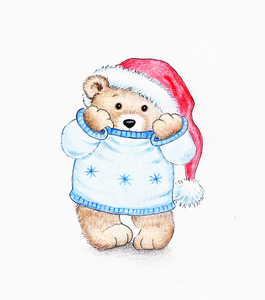 可爱的泰迪熊，在温暖的毛衣